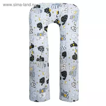 Подушка для беременных u-образная, размер 340 35 см, принт котики жёлтый