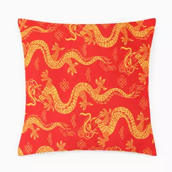 Подушка Драконы 40х40см, красный, рогожка, хл 100%