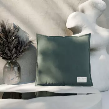 Подушка Этель, 45х45+1 см, тёмно-зелёный, 100% хлопок