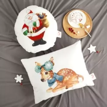 Подушка "Этель" Дед Мороз 38х41 см, велюр, 100% п/э