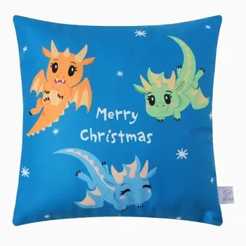 Подушка "Этель" "Дракончики" 40х40 см, 100% п/э, велюр