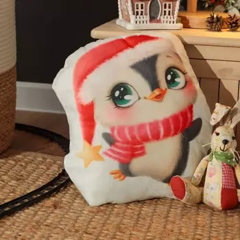 Подушка декоративная новогодняя «Этель. Happy penguin» 3035 см, велюр