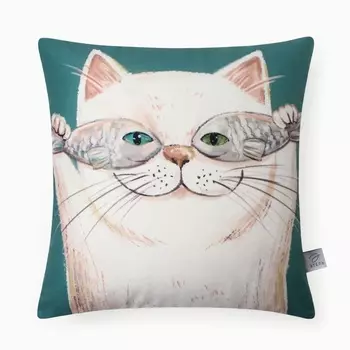 Подушка декоративная «Этель. Счастливый котик», 4040 см, велюр
