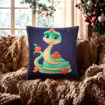 Подушка декоративная новогодняя «Этель. Змея с мандаринами», 4040 см, велюр