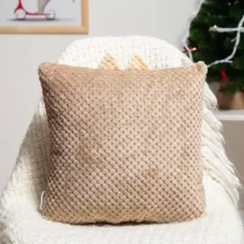 Подушка Кот, цвет бежевый, размер 40х40 см, велсофт 100% полиэстер, холлофайбер