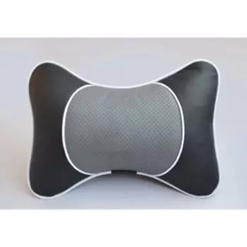 Подушка на подголовник со вставкой из серой перф. экокожи