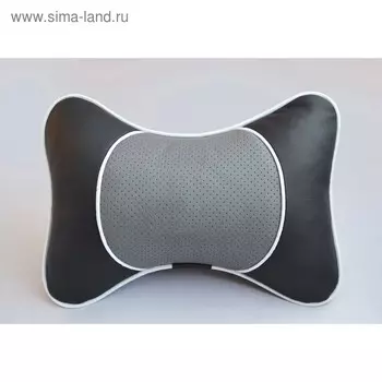 Подушка на подголовник со вставкой из серой перф. экокожи