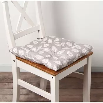 Подушка на стул Этель "Листья" цв.серый, 40х40 см, 100% п/э
