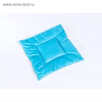 Подушка на стул квадратная 45х45см, высота 5см, велюр голубой, бежевый, синтет. волокно