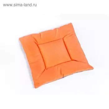 Подушка на стул квадратная 45х45см, высота 5см, велюр коричневый, оранжевый, синт. волокно