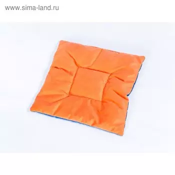 Подушка на стул квадратная 45х45см, высота 5см, велюр синий, оранжевый, синтет. волокно