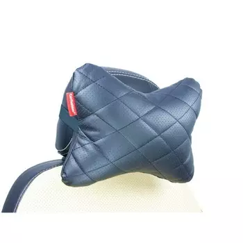 Подушка под шею « XL ЭКОКОЖА РОМБ», черная