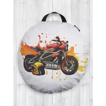 Подушка сидушка «Гонки на мотоцикле», декоративная, d = 52 см
