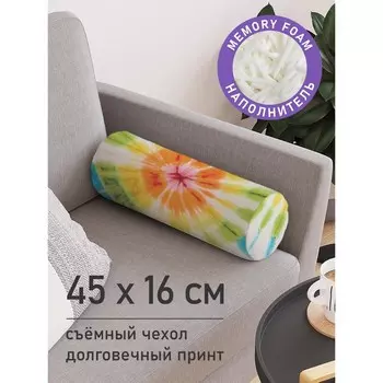 Подушка валик «Разноцветные круги, декоративная, размер 16х45 см