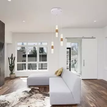 Подвес, 60Вт, LED, 25x25x120 см, цвет белый, золотой