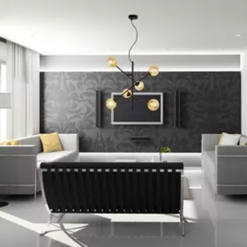 Подвес, 9Вт, G9, 61x61x120 см, цвет чёрный, золотой