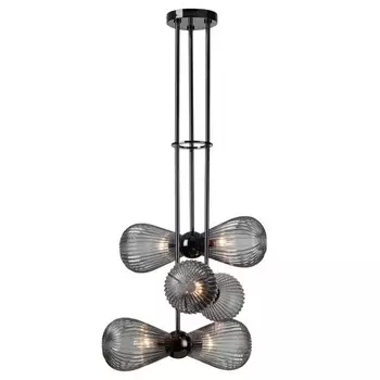 Подвес Odeon Light. Elica, 40Вт, E14, 670-1020х500 мм, цвет чёрный хром, дымчатый