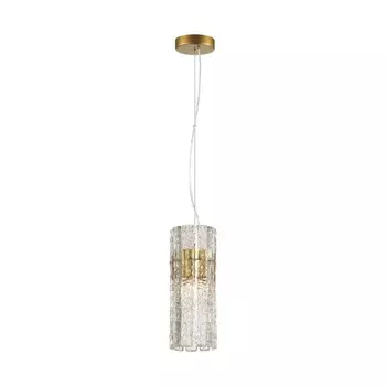 Подвес Odeon Light. Merkale, 1х40Вт, E14, 800-1525х120 мм, цвет матов.золотой, прозрачный, стекло
