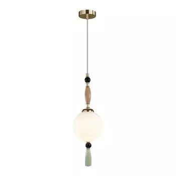 Подвес Odeon Light. Palle, 40Вт, E14, 460-1995х150 мм, цвет золотой, коричневый, зеленый, белый матовый