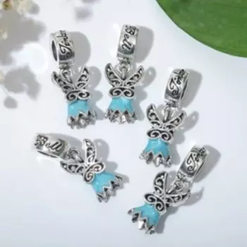 Подвеска "Ангел", цвет голубой в серебре