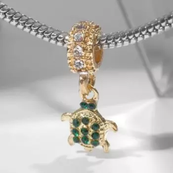 Подвеска "Черепашка", цвет зелёный в золоте