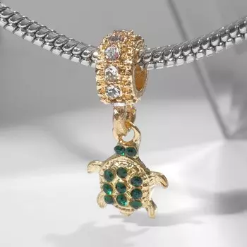 Подвеска "Черепашка", цвет зелёный в золоте