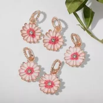 Подвеска "Цветок" гербера, цвет розовый в золоте