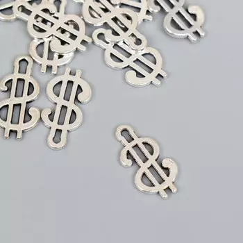 Подвеска "Доллар", цвет серебро 9х17 мм