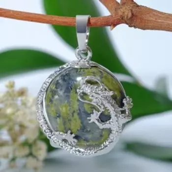 Подвеска дракон (символ долголетия) "Унакит" круг