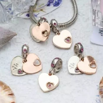 Подвеска "Два сердца", цвет серебряно-золотой