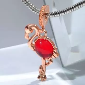 Подвеска «Фламинго», цвет красный в розовом золоте