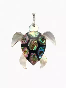 Подвеска «Галиотис» черепаха, цветная в серебре