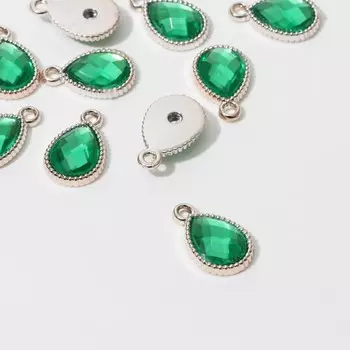 Подвеска «Капля» рифлёная 2,11,40,4 см,(набор 10 шт.), цвет зелёный в золоте