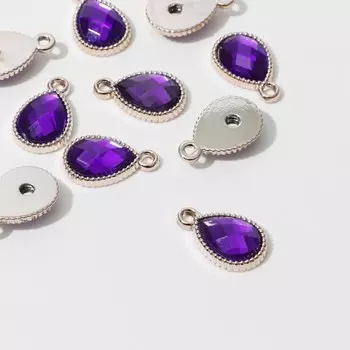 Подвеска «Капля» рифлёная 2,11,40,4 см,(набор 10 шт.), цвет фиолетовый в золоте