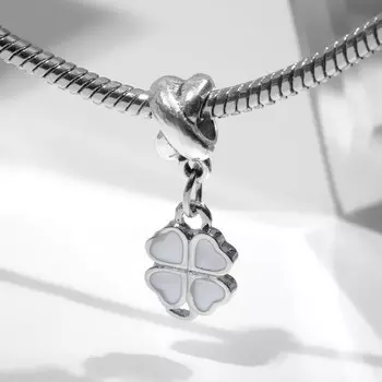 Подвеска «Клевер», цвет белый в серебре