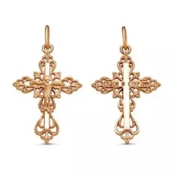 Подвеска "Крест нательный" православный, розовое золочение