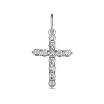 Подвеска «Крестик», посеребрение, цвет белый