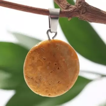 Подвеска круг d=1,7см "Яшма песочная" пористый камень