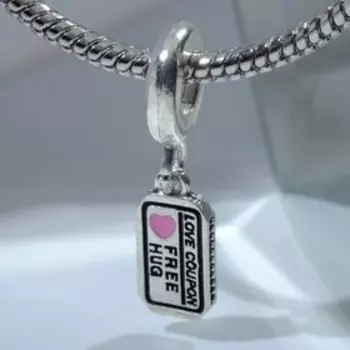 Подвеска "Купон", цвет розовый в серебре