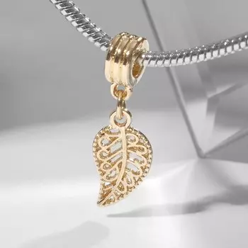 Подвеска «Лист», цвет золото