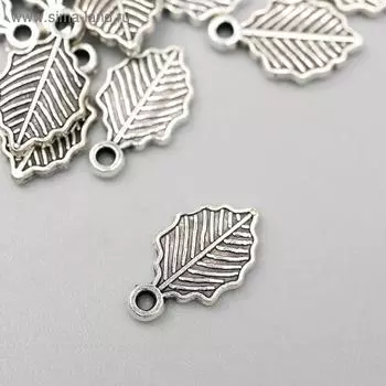 Подвеска "Листик" цвет серебро 0,5х1 см