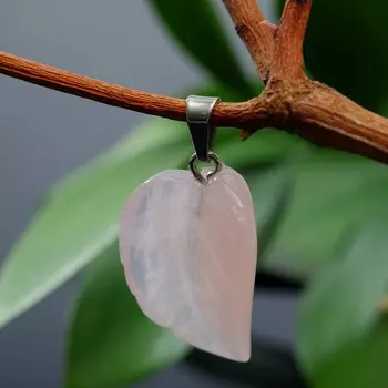 Подвеска листочек "Кварц розовый"