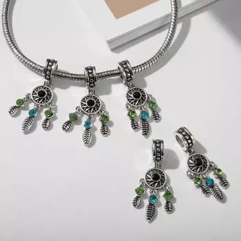 Шарм подвеска «Ловец снов», цветная в серебре