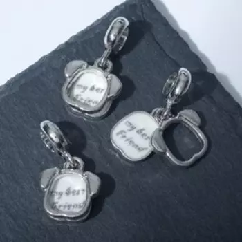 Подвеска "Любимая собачка", цвет белый в серебре