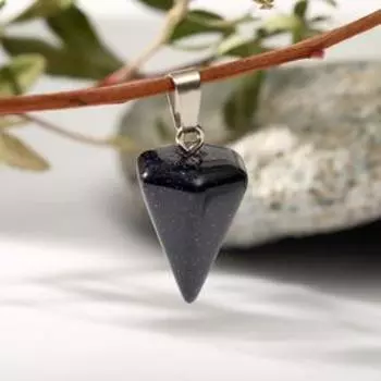 Подвеска маятник гранёный "Авантюрин синий"