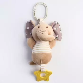 Подвеска мягкая с вибрацией на кроватку/коляску «Слоник Няша», прорезыватель, от 3 мес., Крошка Я