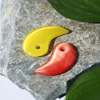 Подвеска (набор 2 шт) "Кошачий глаз" инь-ян, цвет жёлто-оранжевый