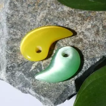 Подвеска (набор 2 шт) "Кошачий глаз" инь-ян, цвет жёлто-зелёный