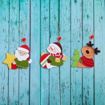 Подвеска новогодняя деревянная "Новогодние друзья" МИКС