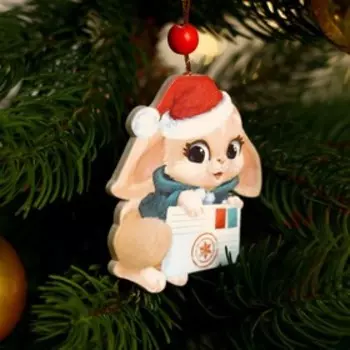 Подвеска новогодняя деревянная «Зайчик с письмом»